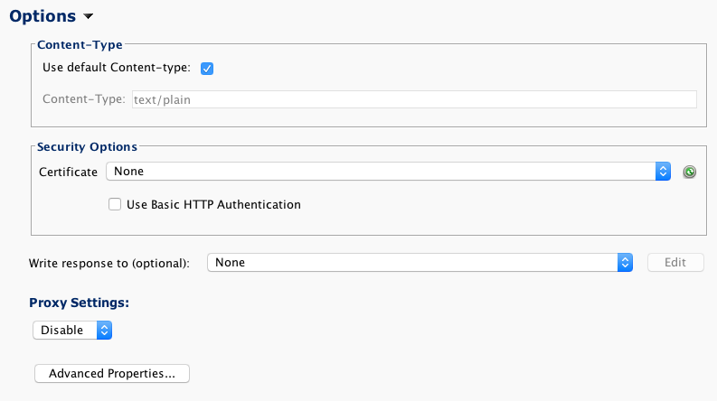 HTTP connection parameters