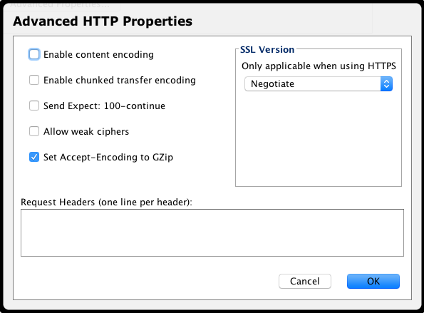 HTTP advanced properties