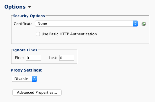 HTTP connection parameters