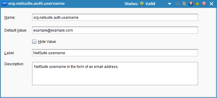 project variable configuration screen