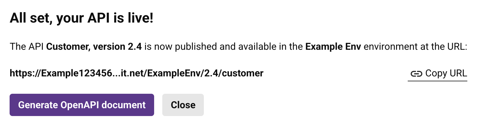 all set your API is live custom API