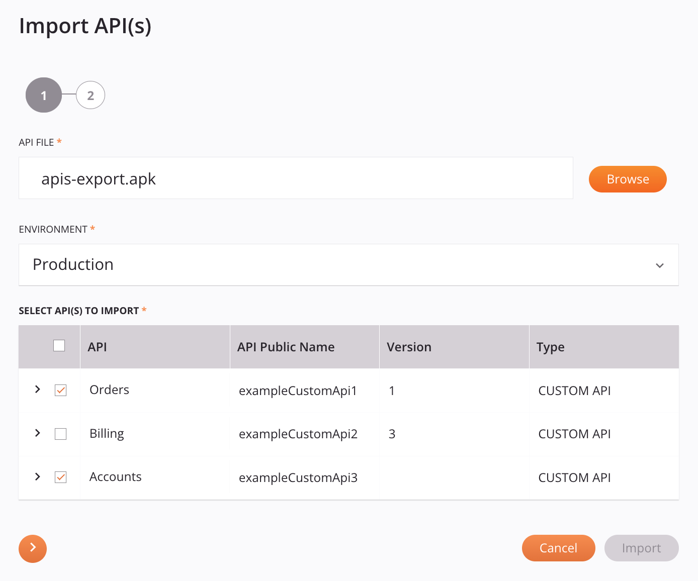 APIs de importación