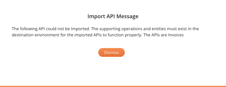 important API message import failed