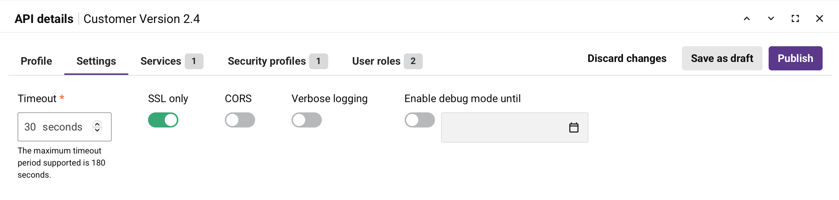 settings tab