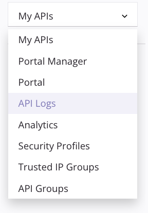 Registros de API del menú