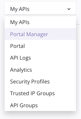 menú del administrador del portal