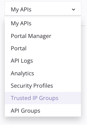 menu trusted IP groups