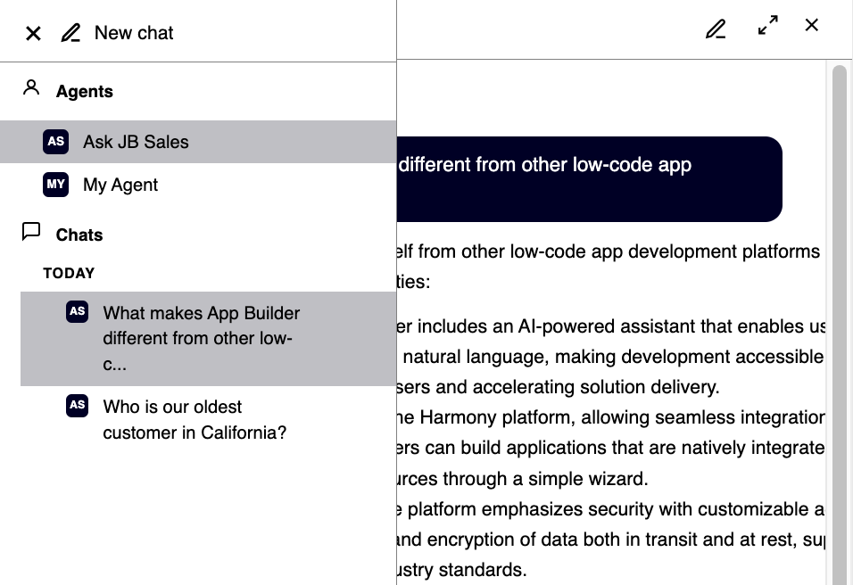 Chat navigation bar