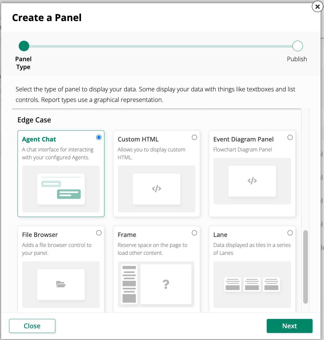 Chat panel type