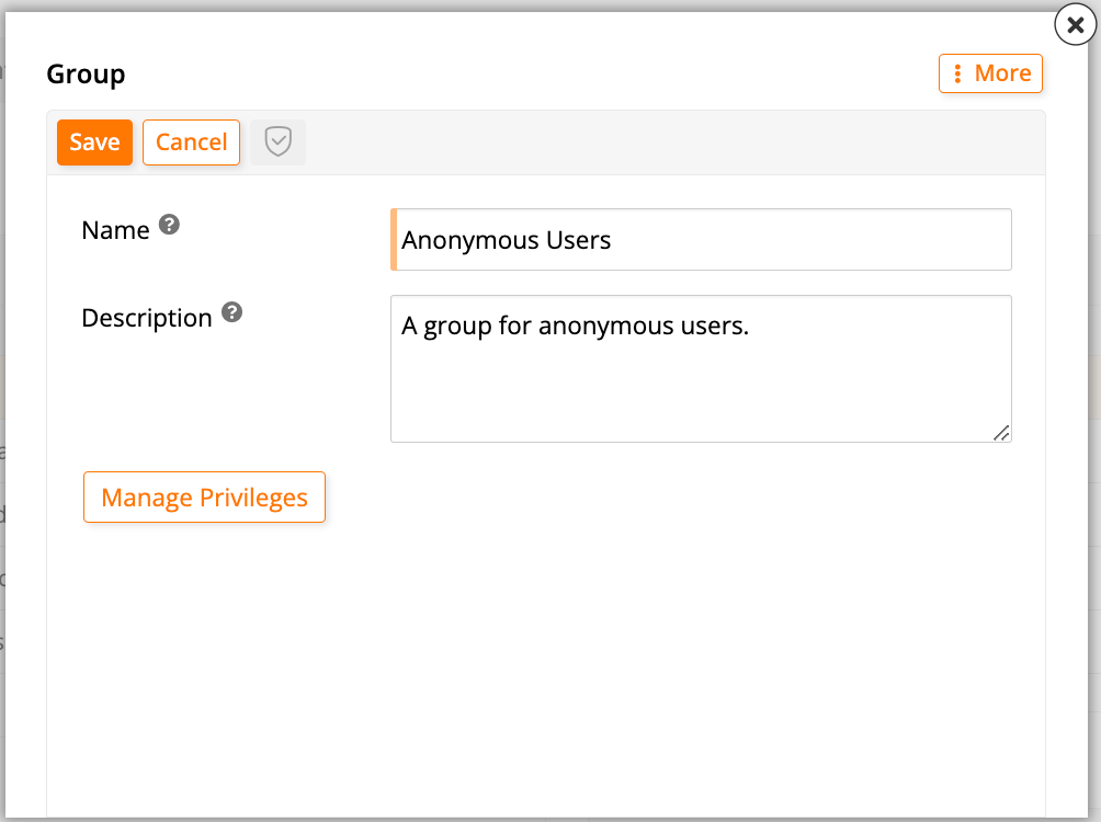 Create new group dialog