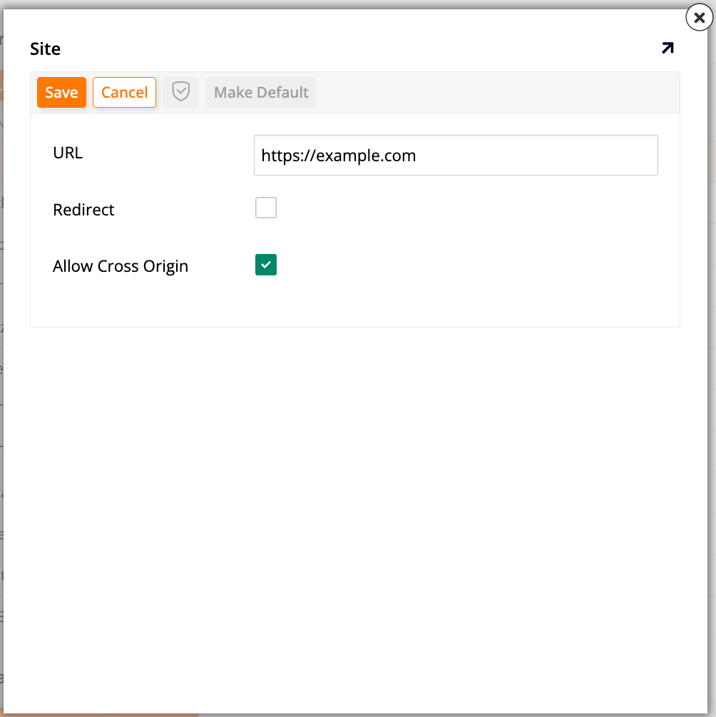 Site dialog