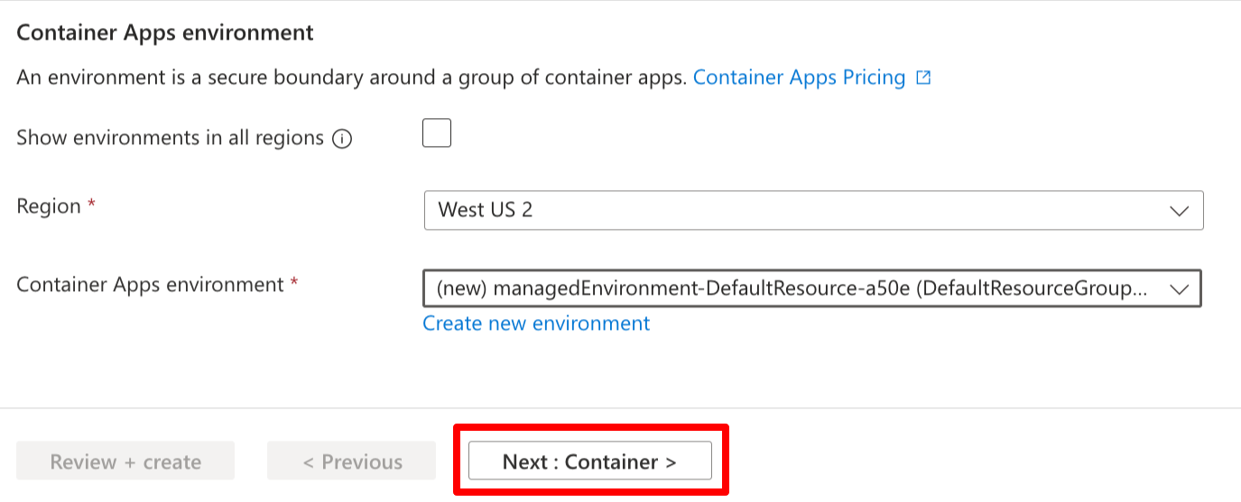 Create Container App 2