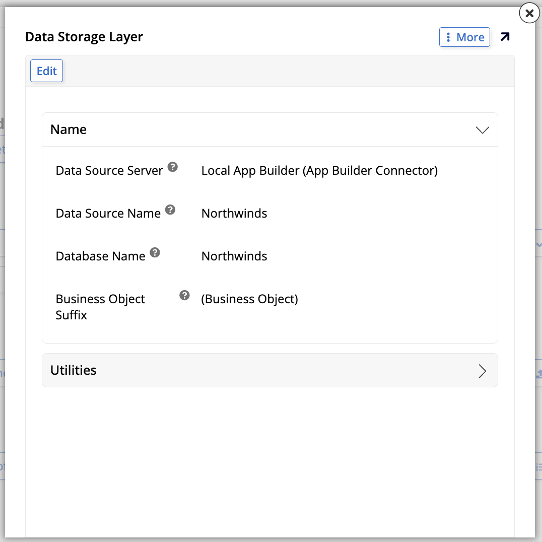 Data Storage Layer-Dialogfeld
