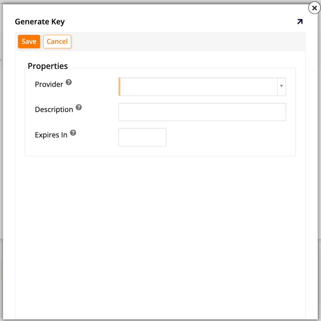 Generate Key dialog
