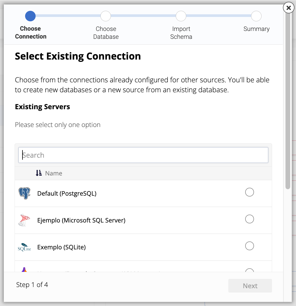 Select existing connection