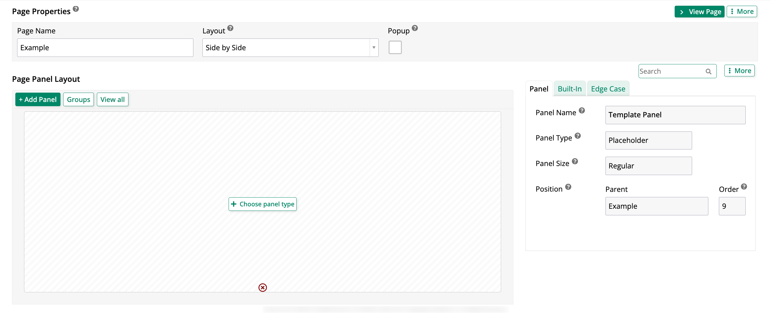 Page edit screen
