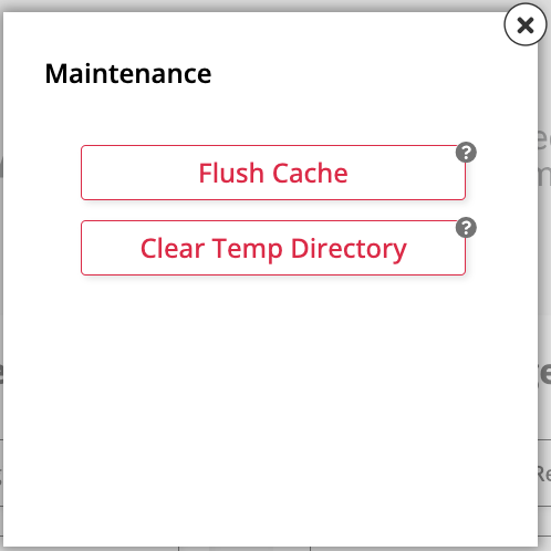 System Maintenance dialog