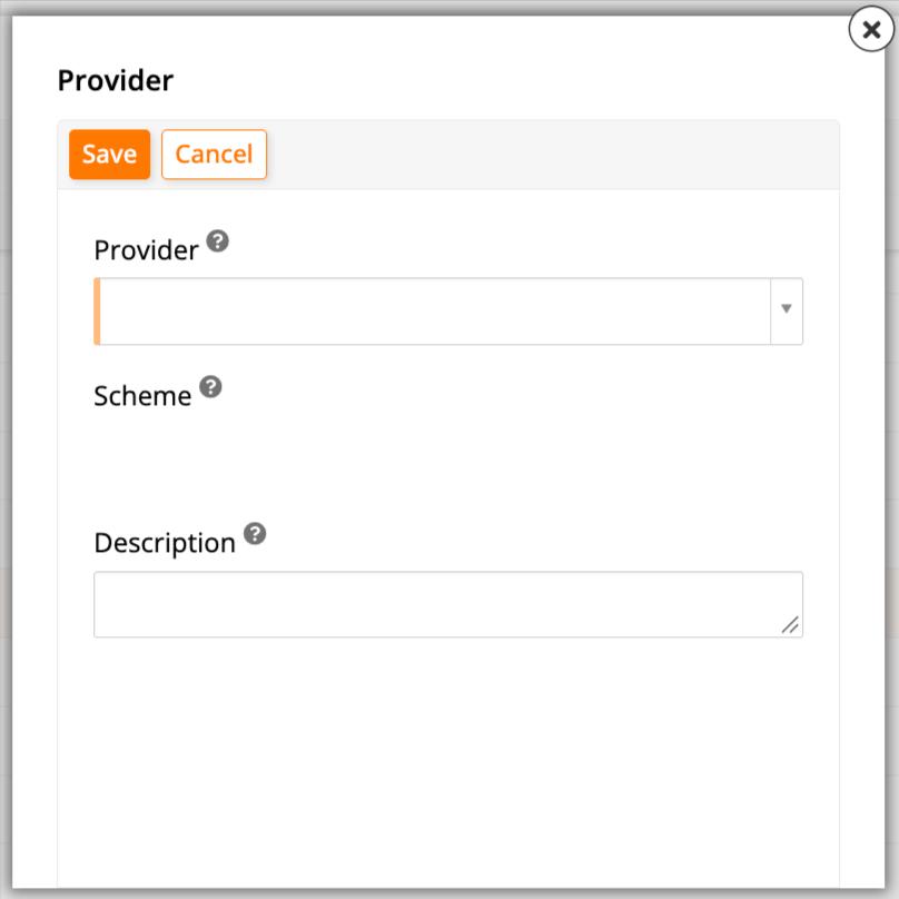 Provider dialog