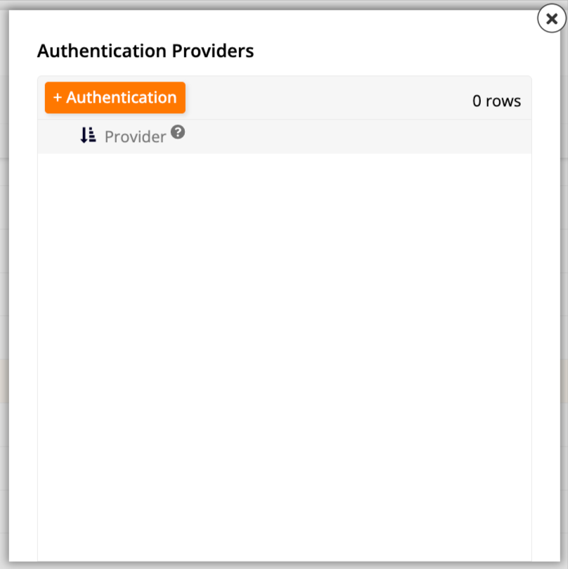 Authentication Providers dialog