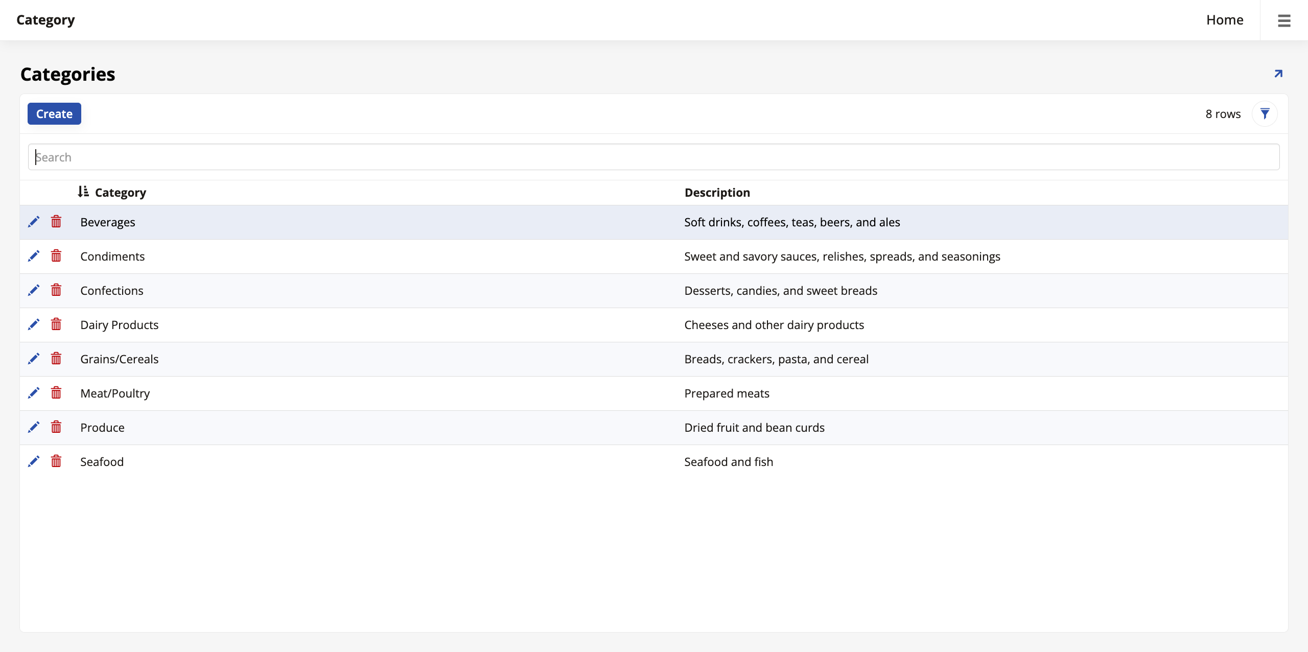 Categories page 1