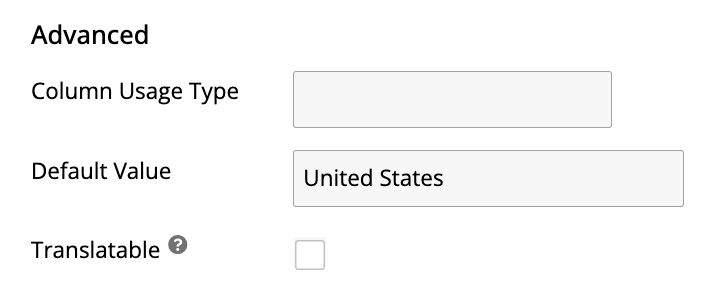 Country column default value