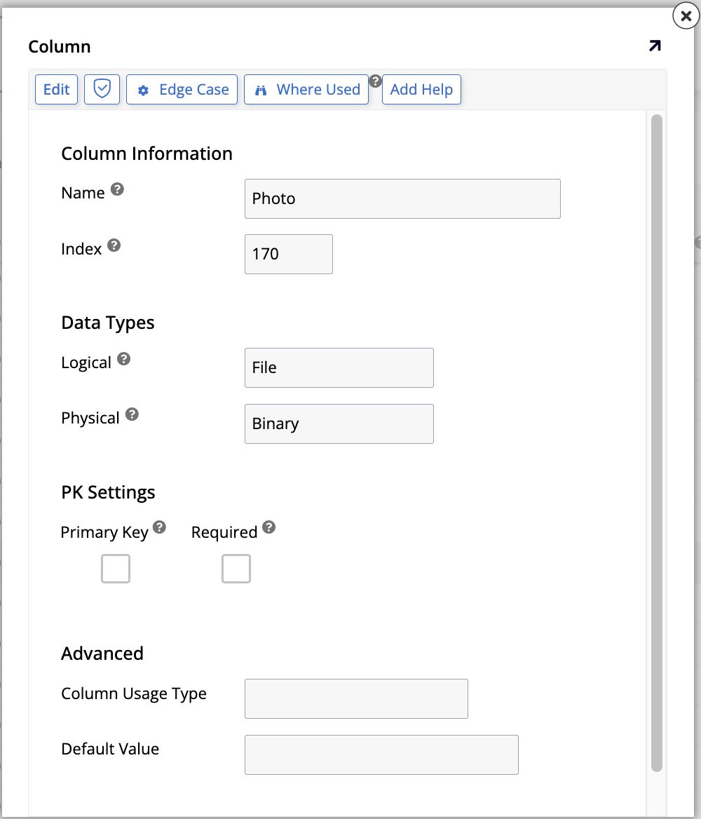 Photo column edit screen 2