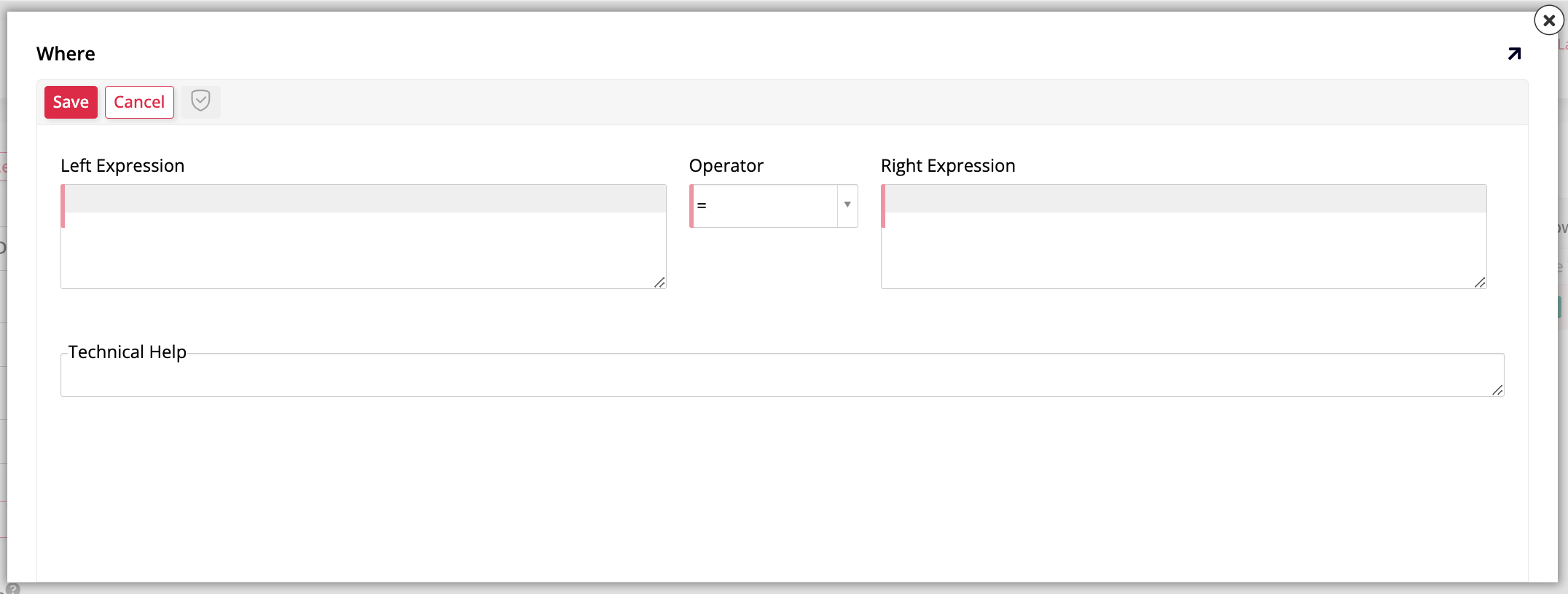 Where clause dialog
