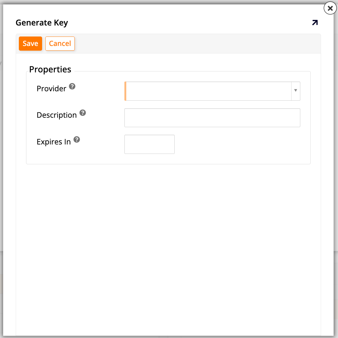 Generate Key dialog