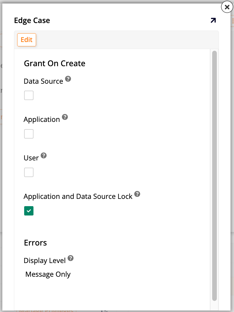 Edge Case dialog