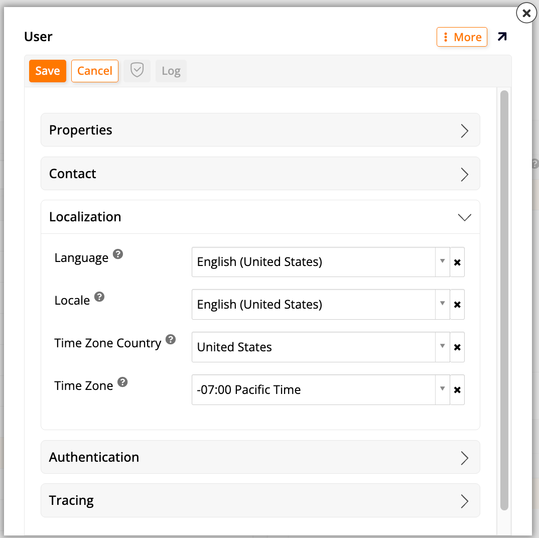User dialog - Localization