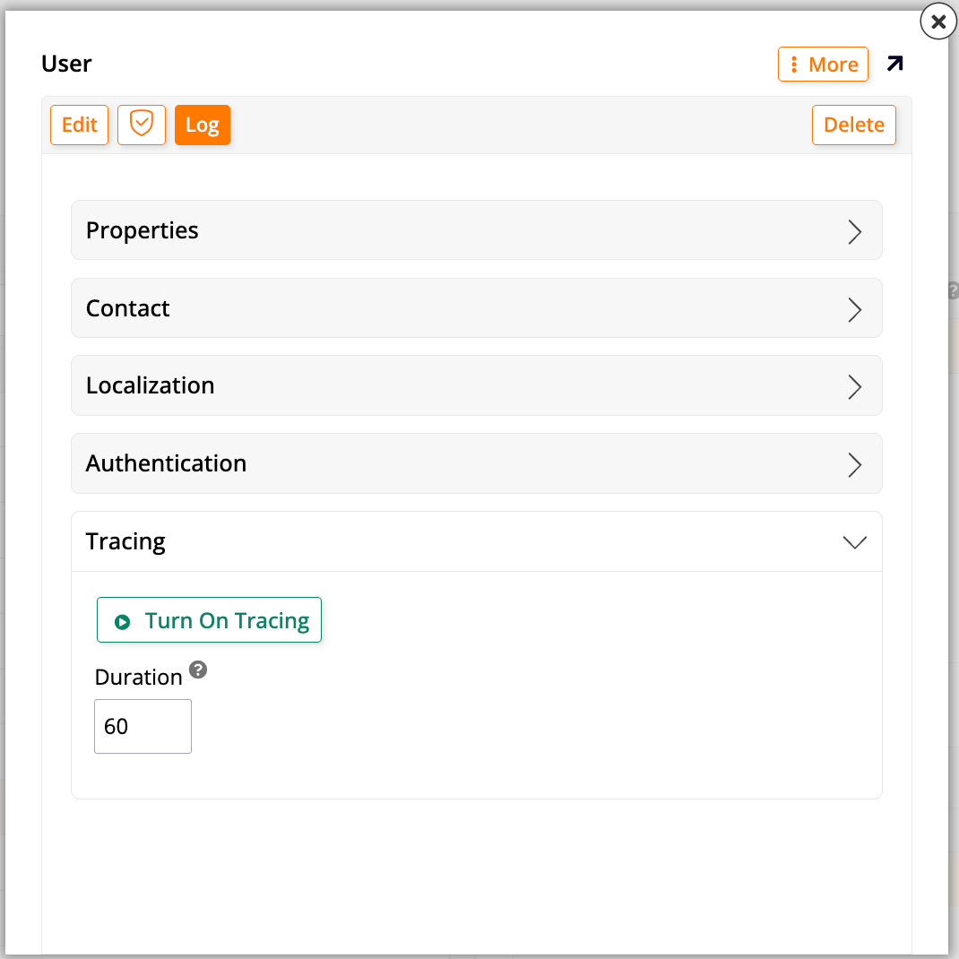 User dialog - Tracing