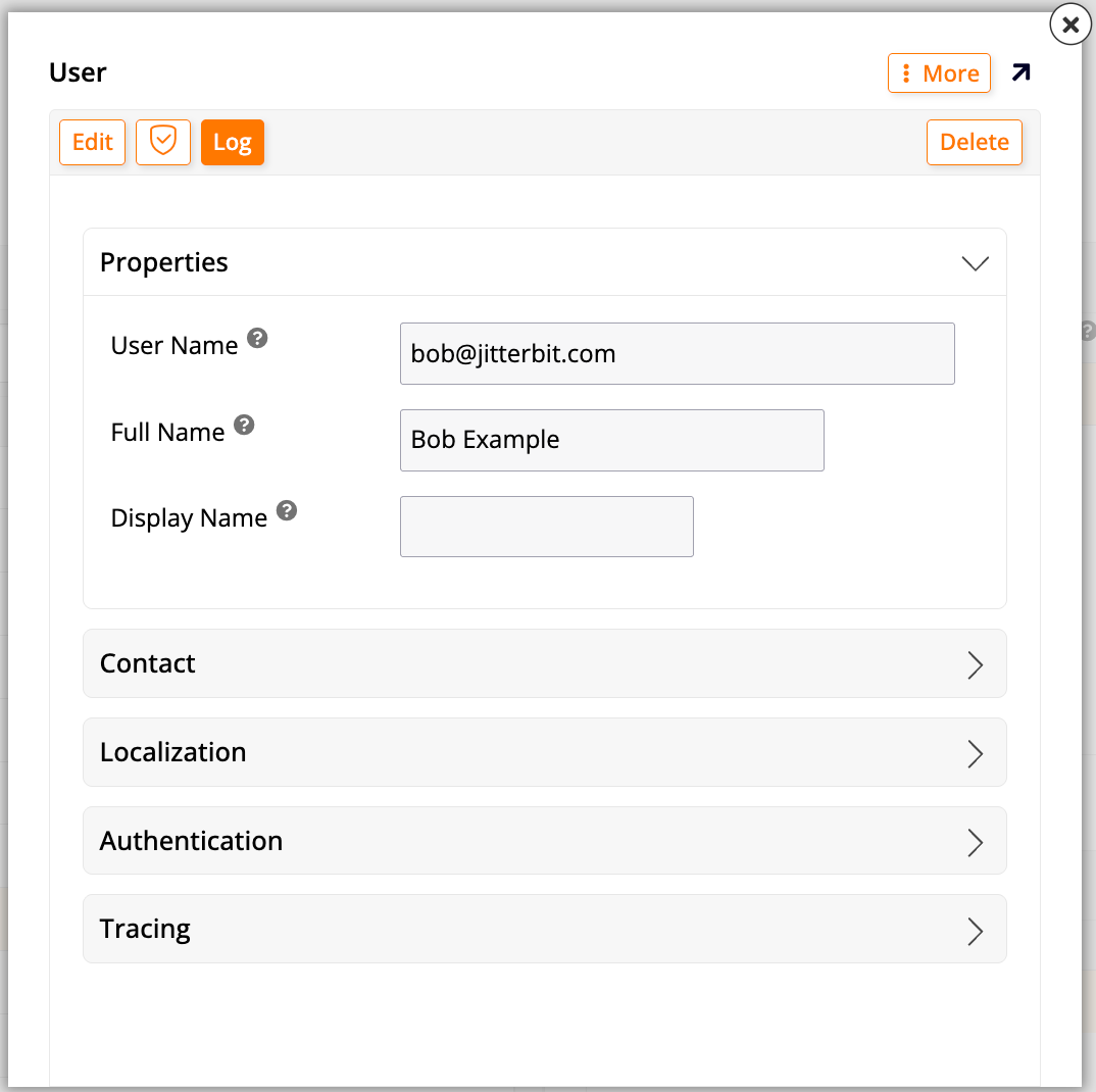 User dialog