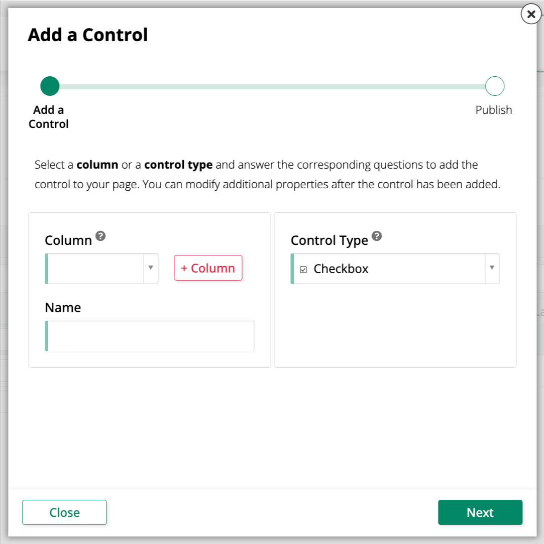 Add a Checkbox control