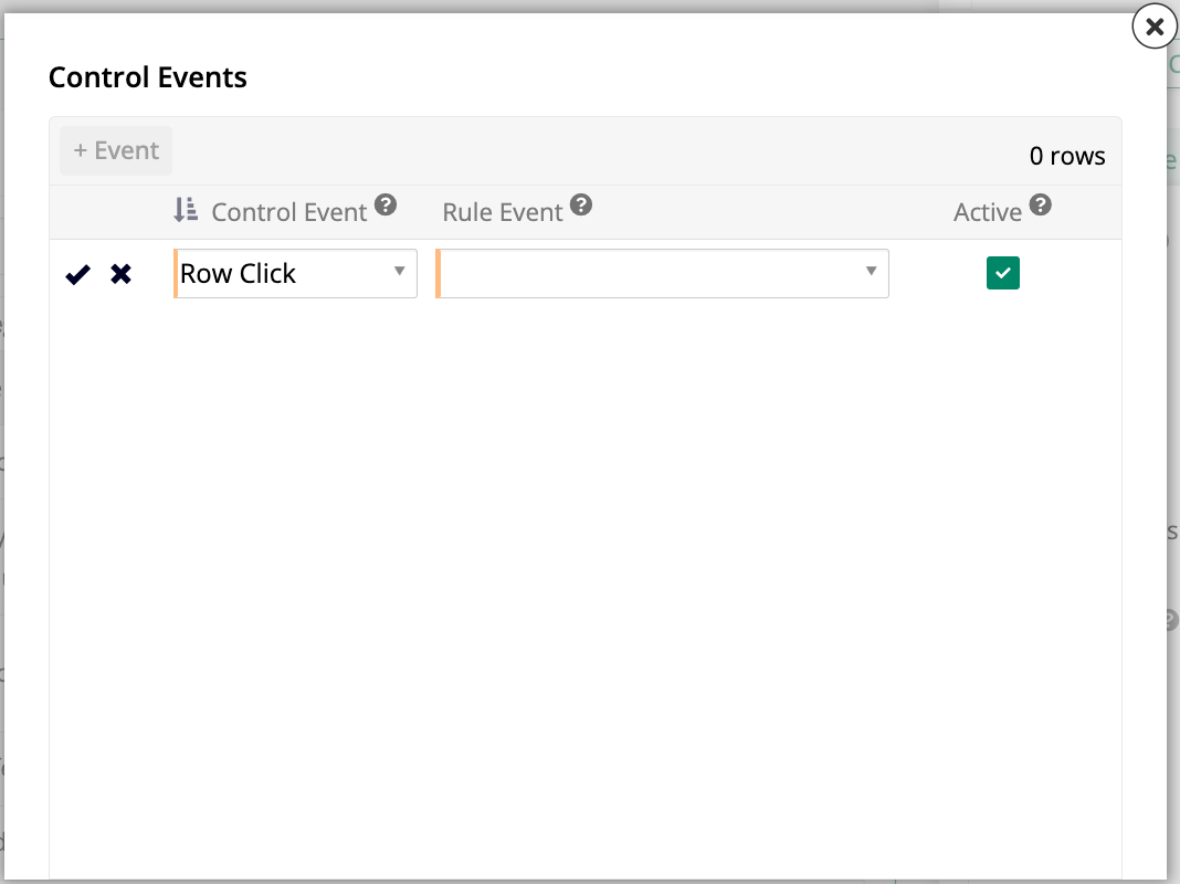 Control Events dialog
