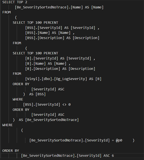 SQL statement in the logs