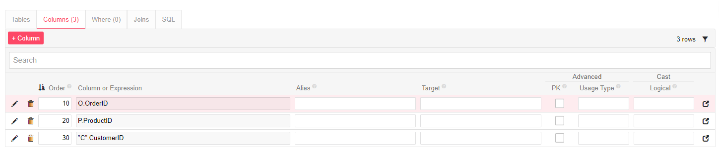 A Ro Columns A ro columns