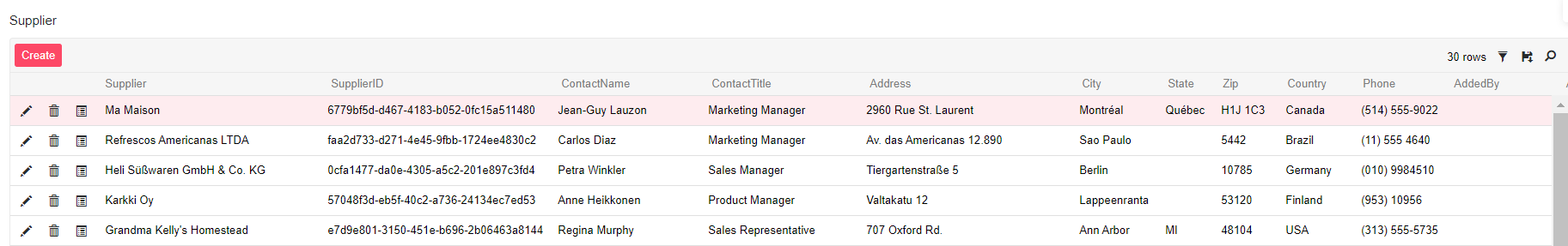 A Supplierrecords A supplierrecords