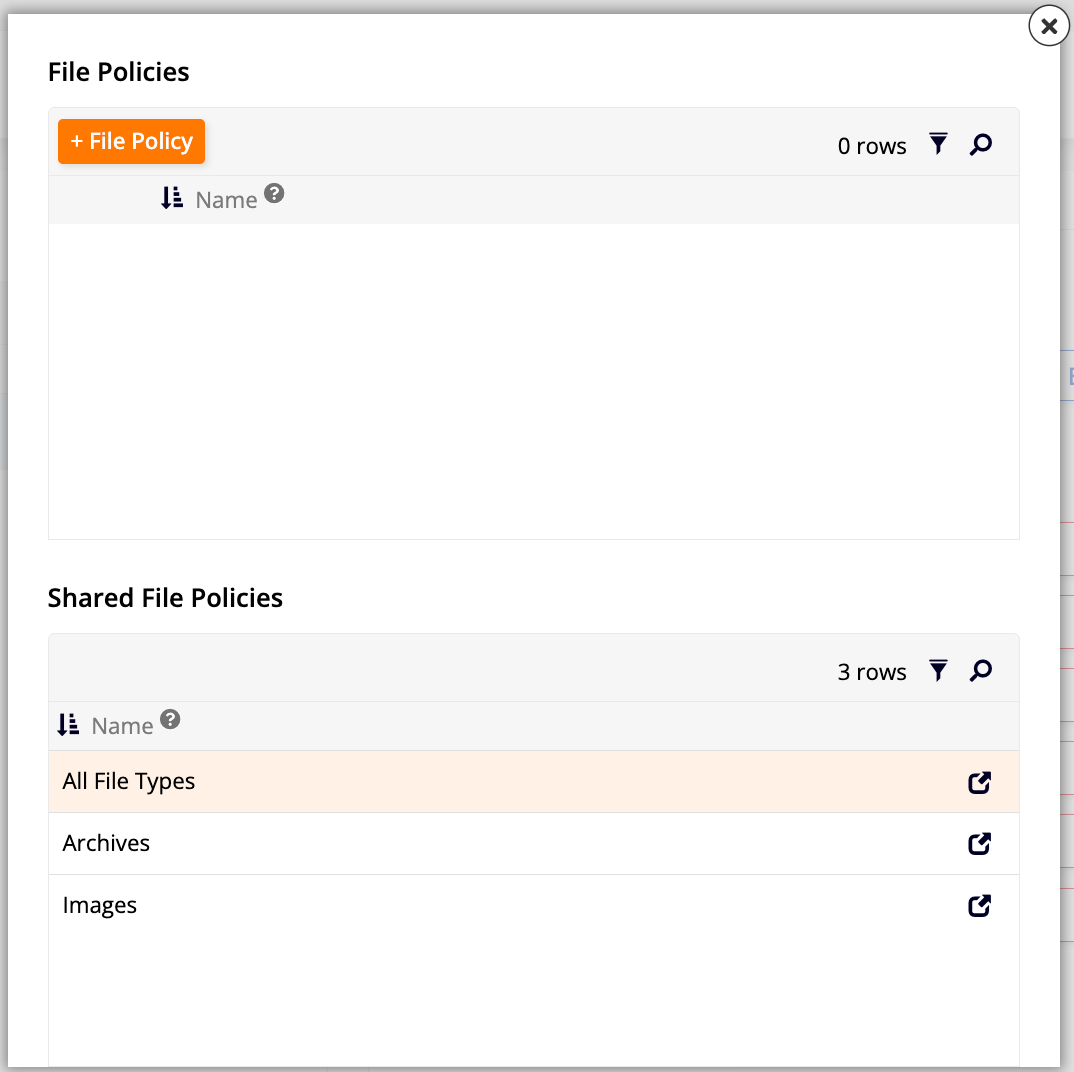 file policies dialog