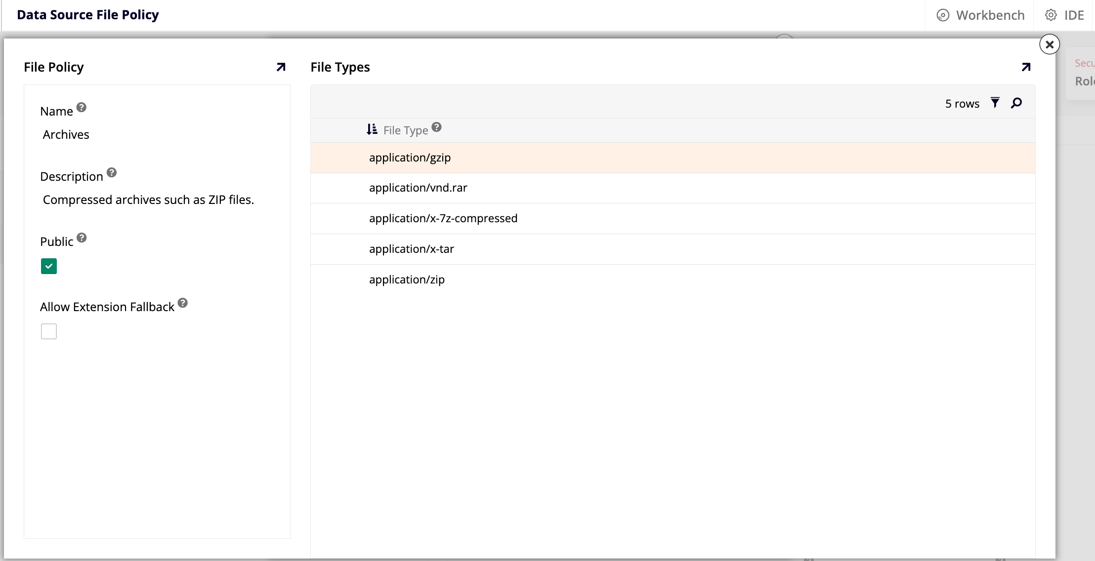 data source file policy page