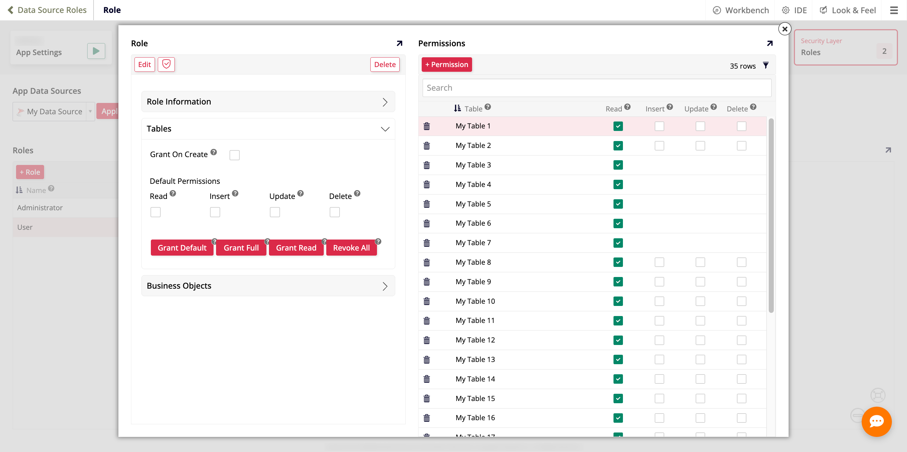 Tables accordion