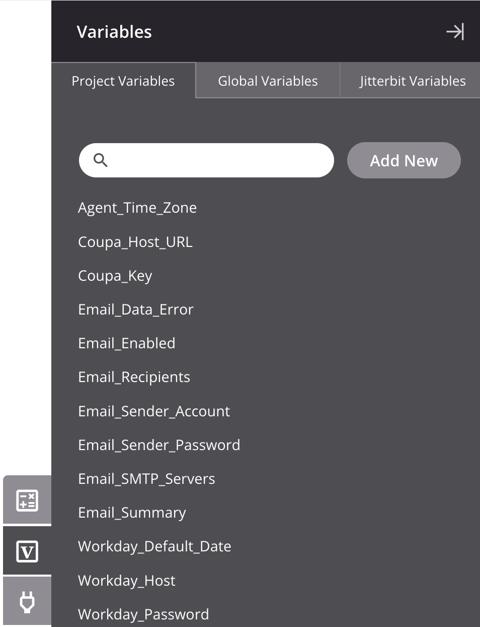 variables del proyecto