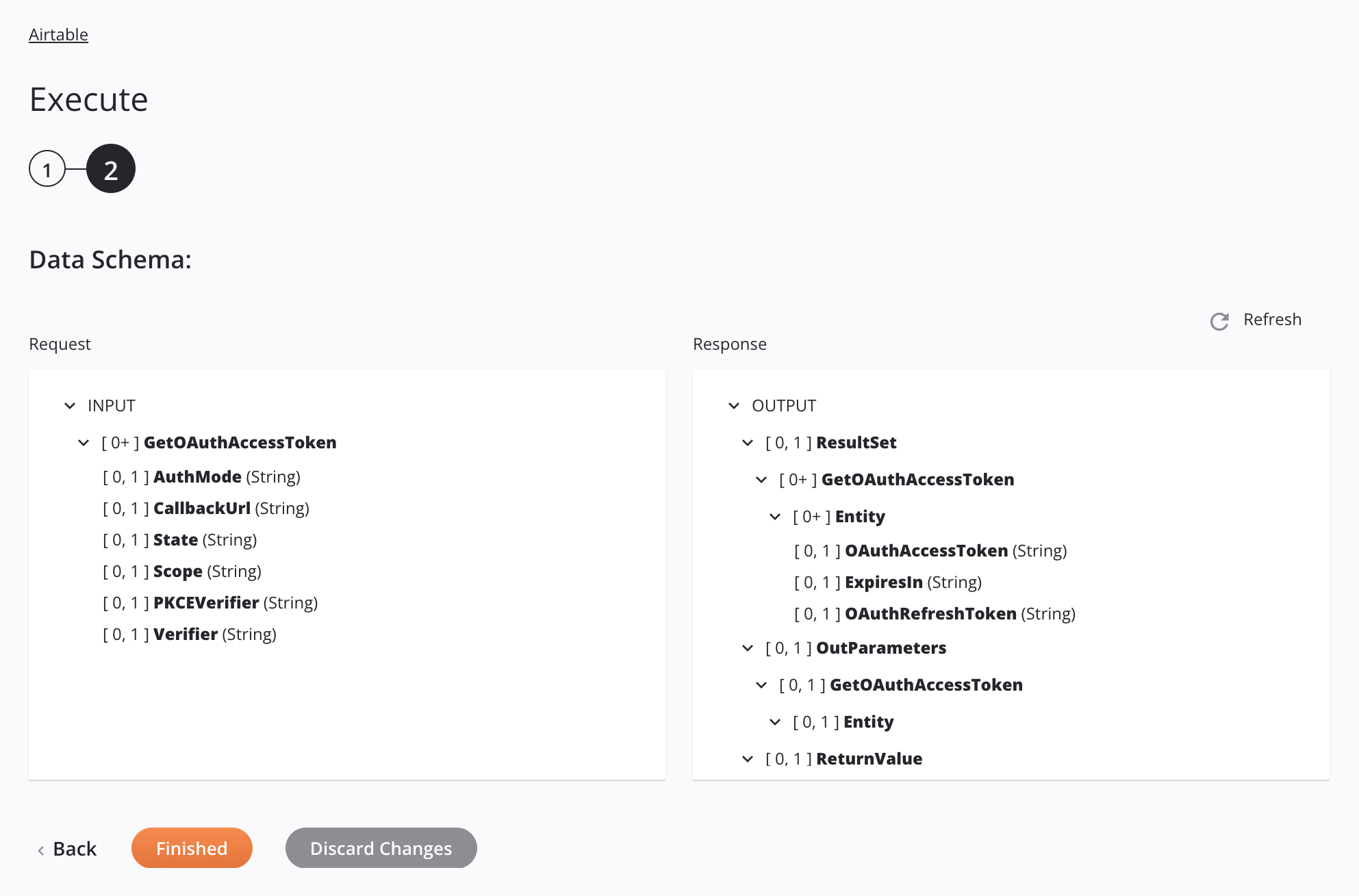 Paso 2 de configuración de actividad de ejecución de Airtable