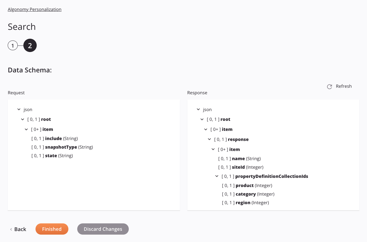 Algonomy Personalization Search activity configuration step 2