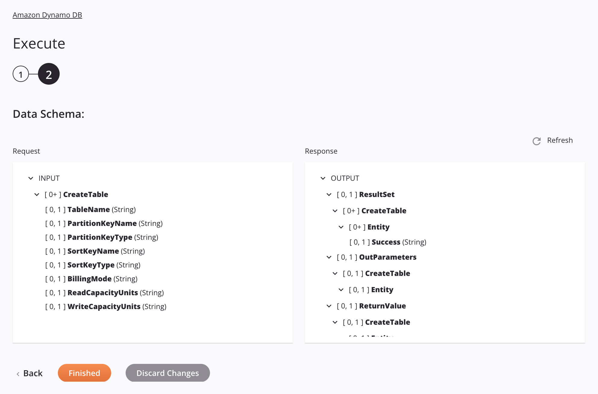 Paso 2 de configuración de actividad de ejecución de Amazon Dynamo DB