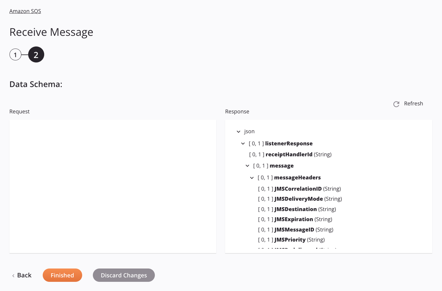 Paso 2 de configuración de mensajes de recepción de Amazon SQS