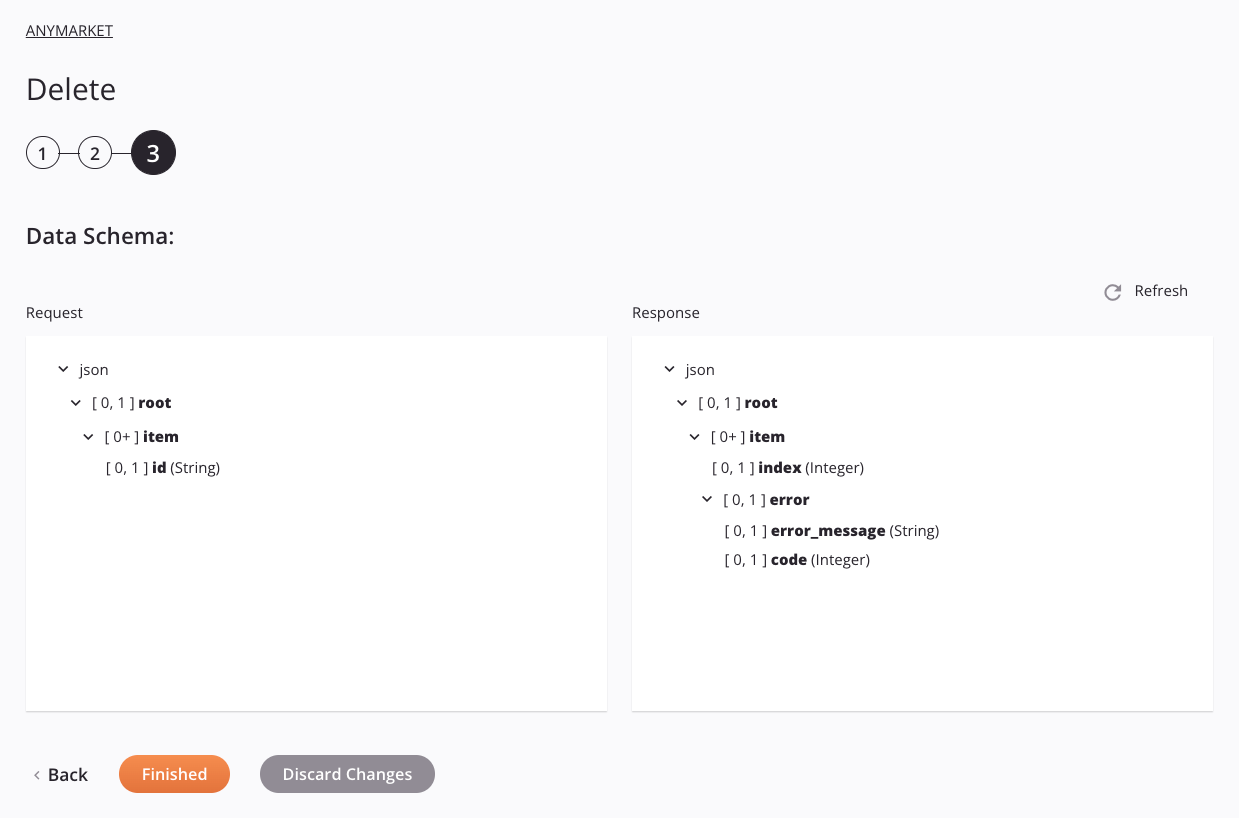 ANYMARKET Delete activity configuration step 3