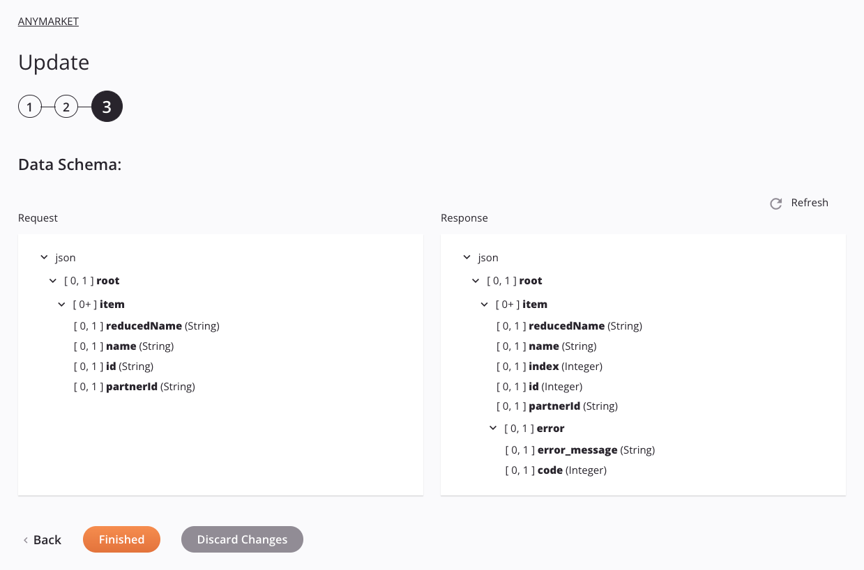 ANYMARKET Update activity configuration step 3