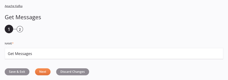 Apache Kafka Get Messages activity configuration step 1