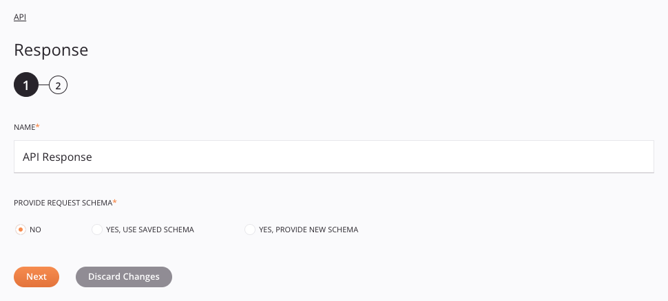 API Response activity configuration step 1