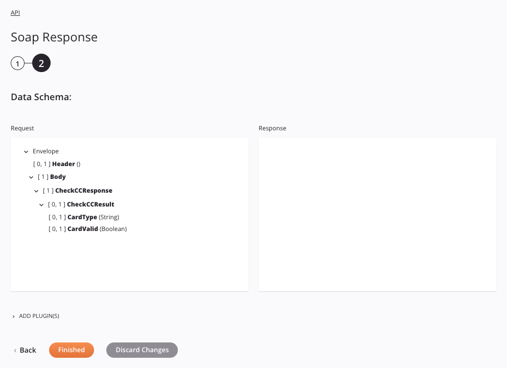 API SOAP Response activity configuration step 2